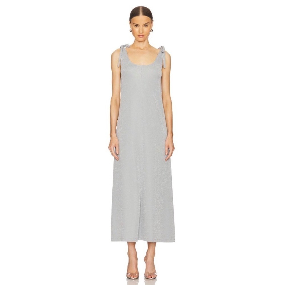 NWT‎ SLEEPER Kylie Lurex Slip Dress in Silver Sz Medium $250